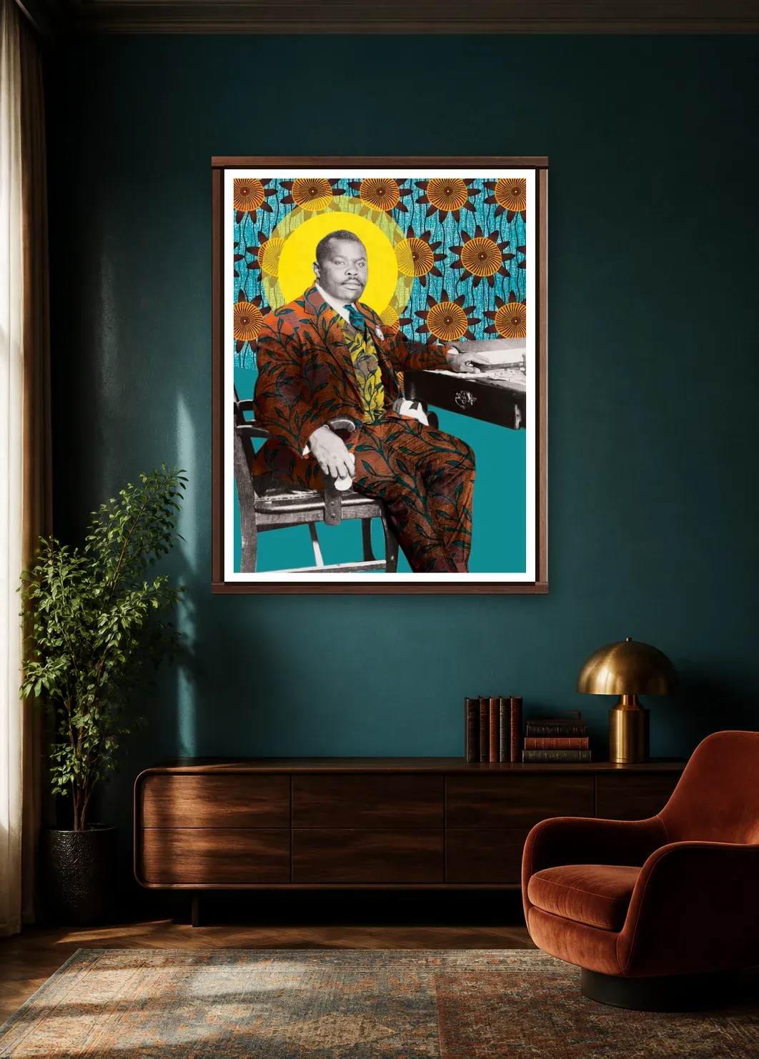 Dressed for the Future — Marcus Garvey, 1924 displayed in a styled interior.