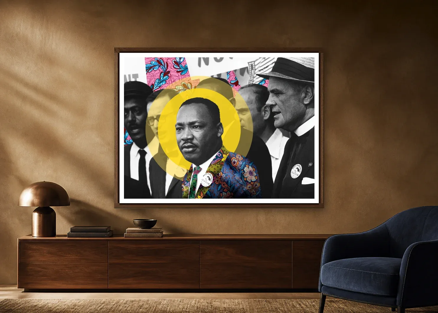 Before the Words Entered History — Martin Luther King Jr., 1963 displayed in a styled interior.