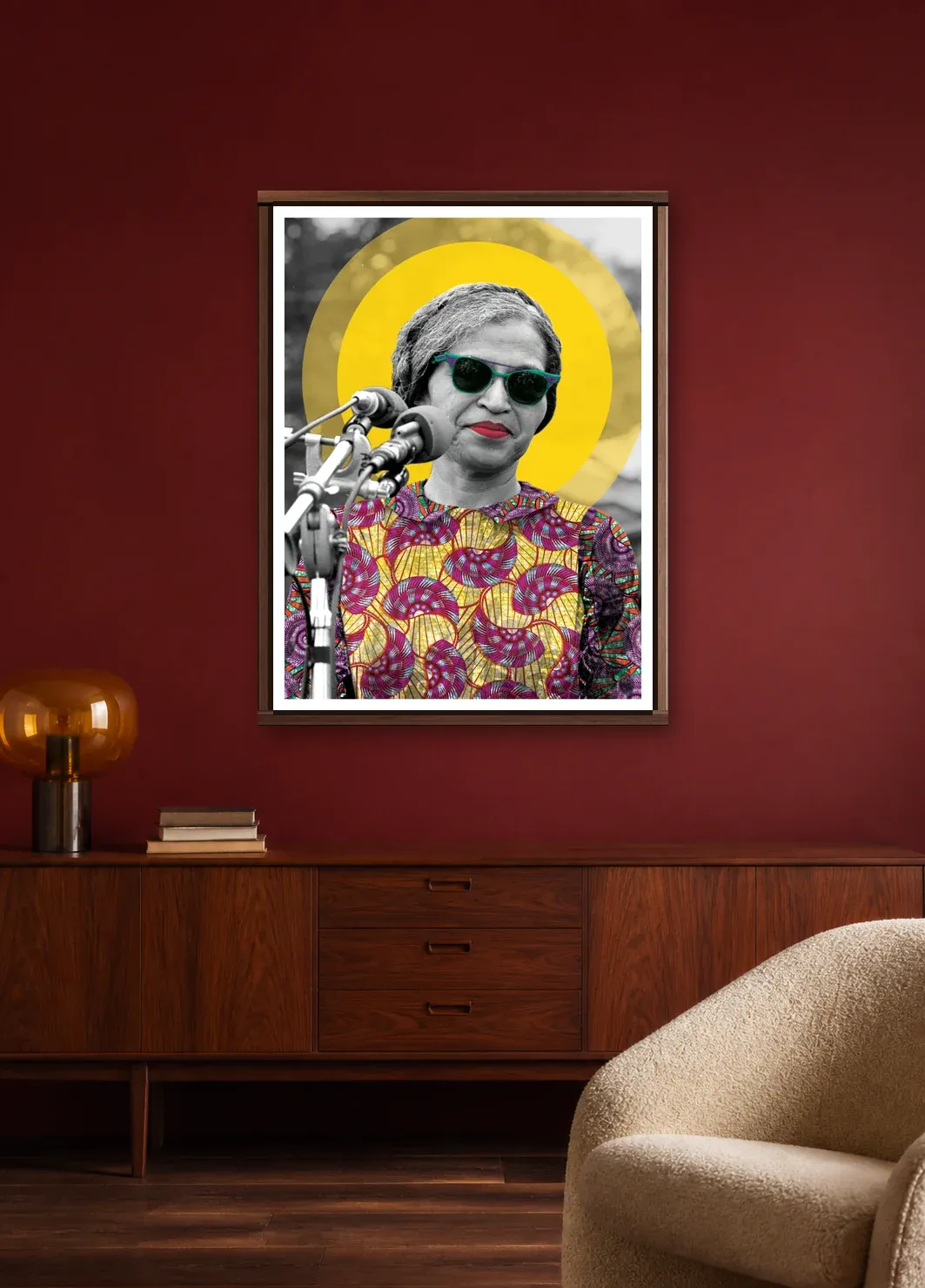 The Voice Continued — Rosa Parks, 1968 displayed in a styled interior.